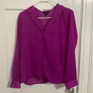 Banana Republic bright purple long-sleeved button down blouse